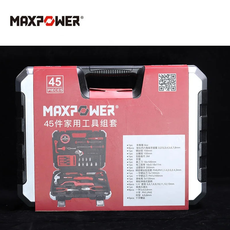 MAXPOWER 45PCs 46 Pcs Auto Repair Kits Box Vehicle Repair Tools Set Bicycle Repairing Set