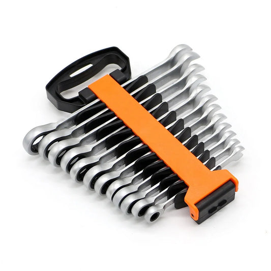 High Grade Ratchet Combination Wrench Spanner Set With Plastic Hanging Rack