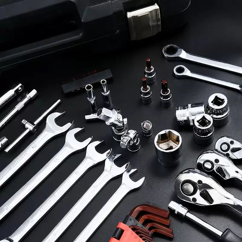 216-Piece Auto Repair Mechanical Tools Kit 1-Drawer Heavy Duty Metal Box OEM Supported Case Hand Metal File Wrenches Automotive