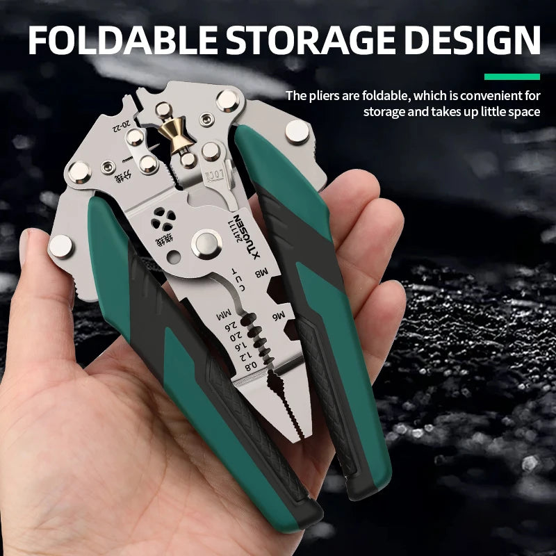 Electrician Household Peeling Tool Folding Wire Stripping Pliers Needle-nosed Cutting/Crimping Wire Winding Industrial OEM
